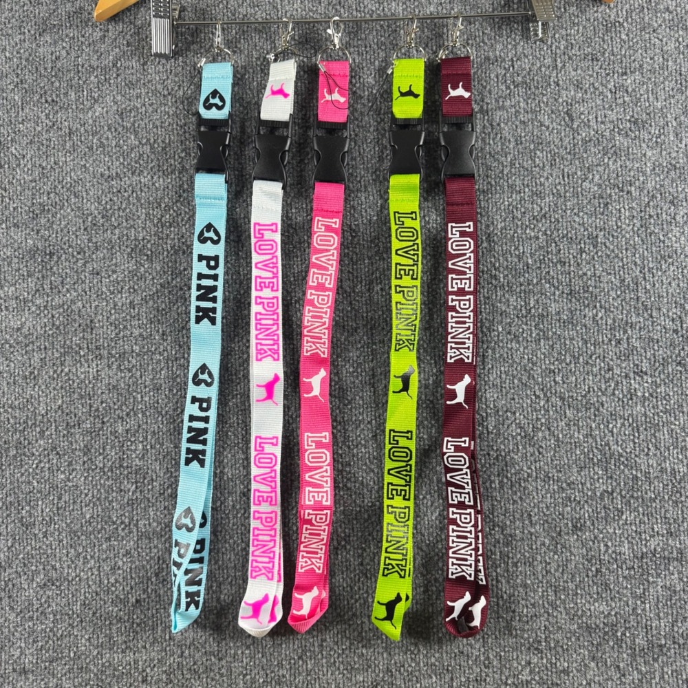 Victorias Secret PINK Lanyard Keychain ID Holder Lot Blue Pink Green Maroon